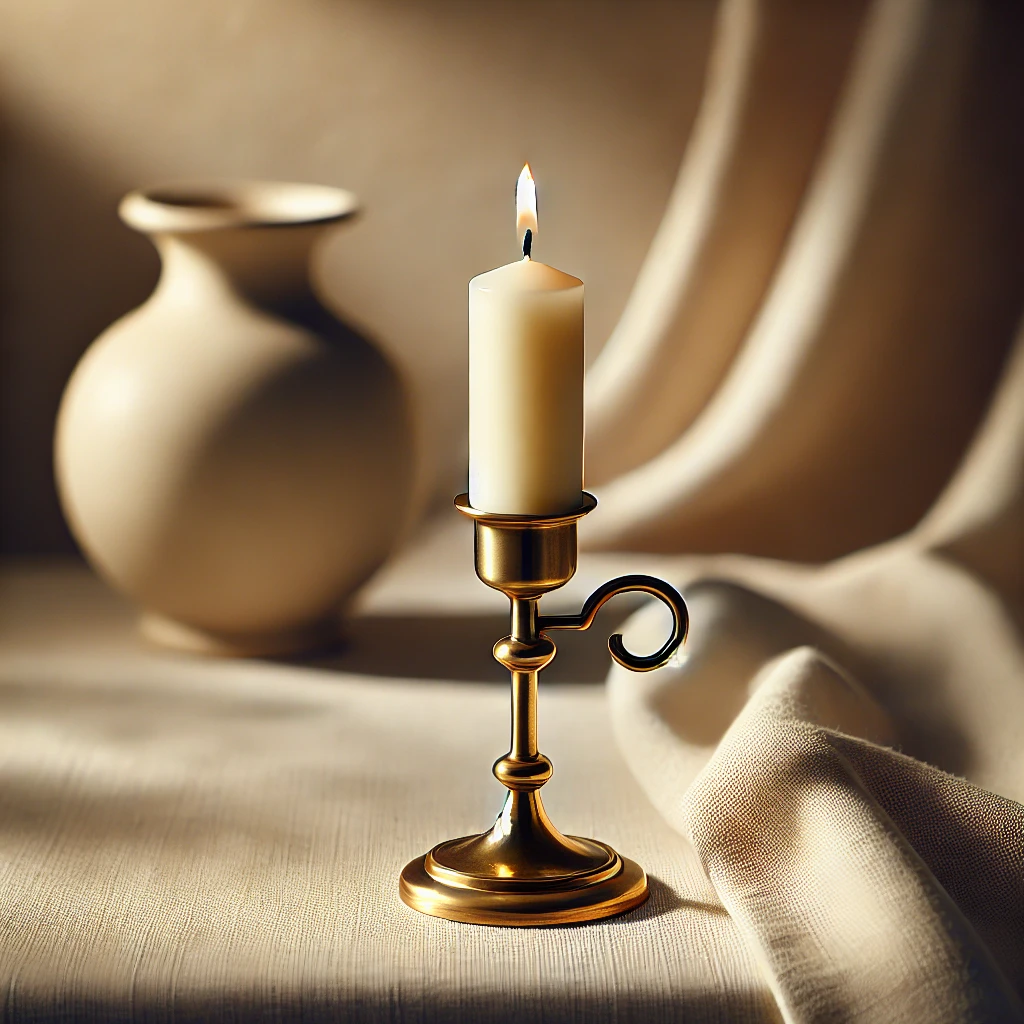 Vintage brass candlestick, thoughtfully polished